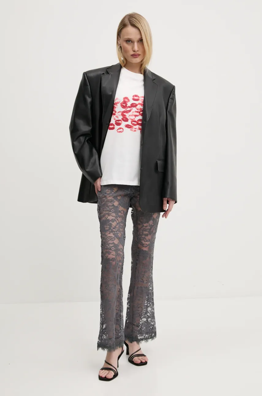 Брюки Never Fully Dressed Charcoal Lace женские цвет серый клёш высокая посадка NFDTR453 Брюки Never Fully Dressed Charcoal Lace женские цвет серый клёш высокая посадка NFDTR453