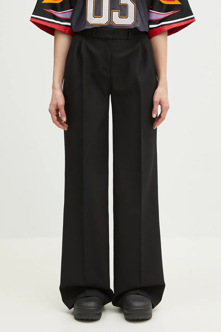 Levně Kalhoty Coperni Wide Leg Tailored dámské, černá barva, široké, high waist, COPP90F3004