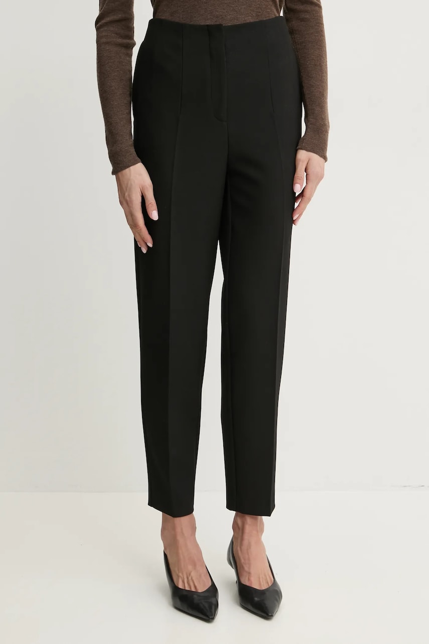BOSS pantaloni femei, culoarea negru, fason tigareta, high waist, 50511954 BOSS pantaloni femei, culoarea negru, fason tigareta, high waist, 50511954