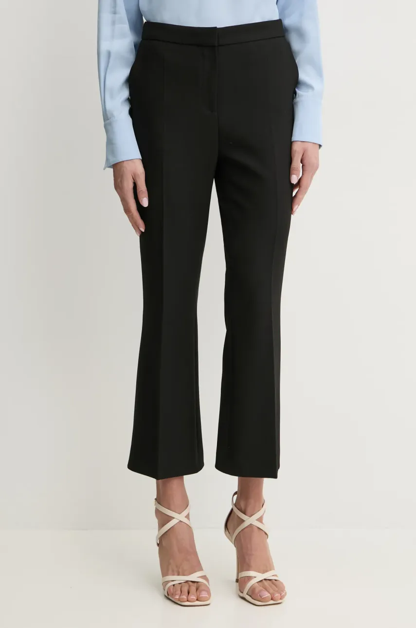 BOSS pantaloni femei, culoarea negru, fason tigareta, high waist, 50537898