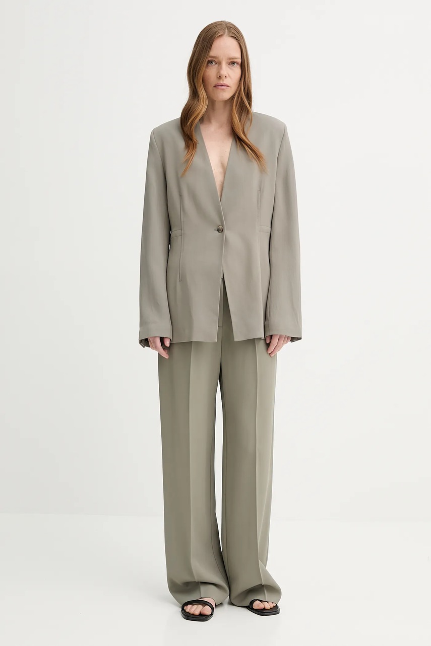 Брюки Samsoe Samsoe SAESMERALDA цвет зелёный широкие высокая посадка F25100051