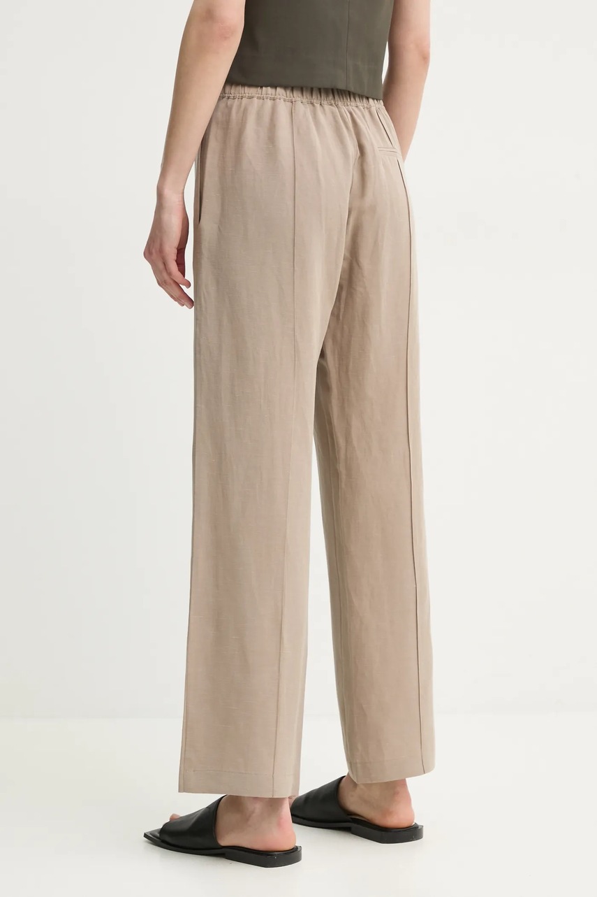 Παντελόνι με λινό μείγμα Samsoe Samsoe SAHANI χρώμα: μπεζ, F25100013 φωτογραφία