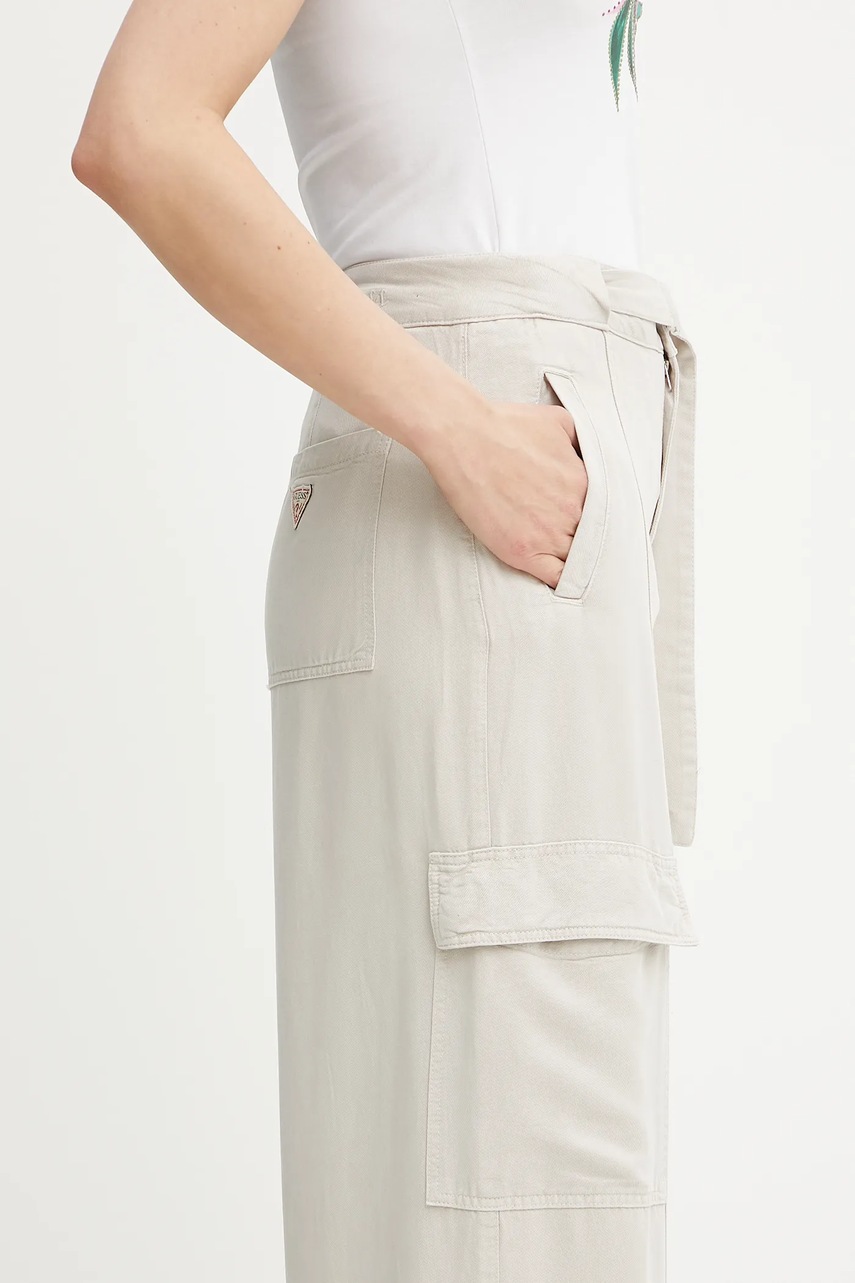 Παντελόνι Guess AGATHA χρώμα: μπεζ, W5GA1T WDP85 φωτογραφία