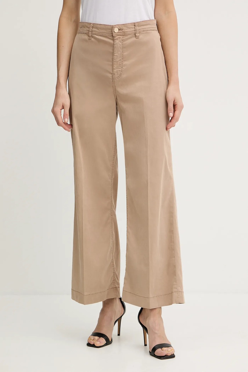 Levně Kalhoty Guess DAKOTA dámské, zelená barva, high waist, W5GA1Y WH7B1