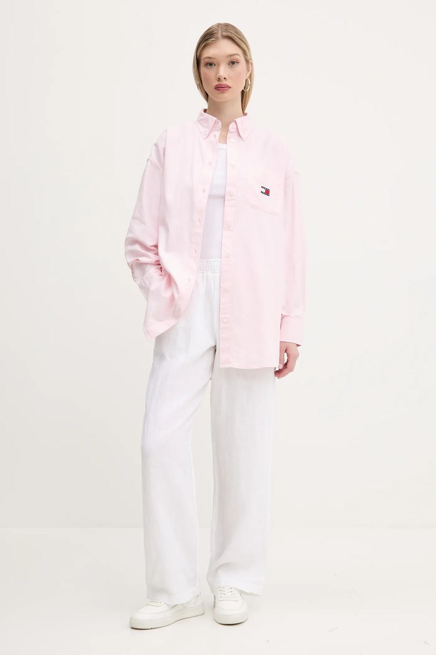 Льняные брюки Superdry цвет бежевый широкие высокая посадка W7011182A-04C