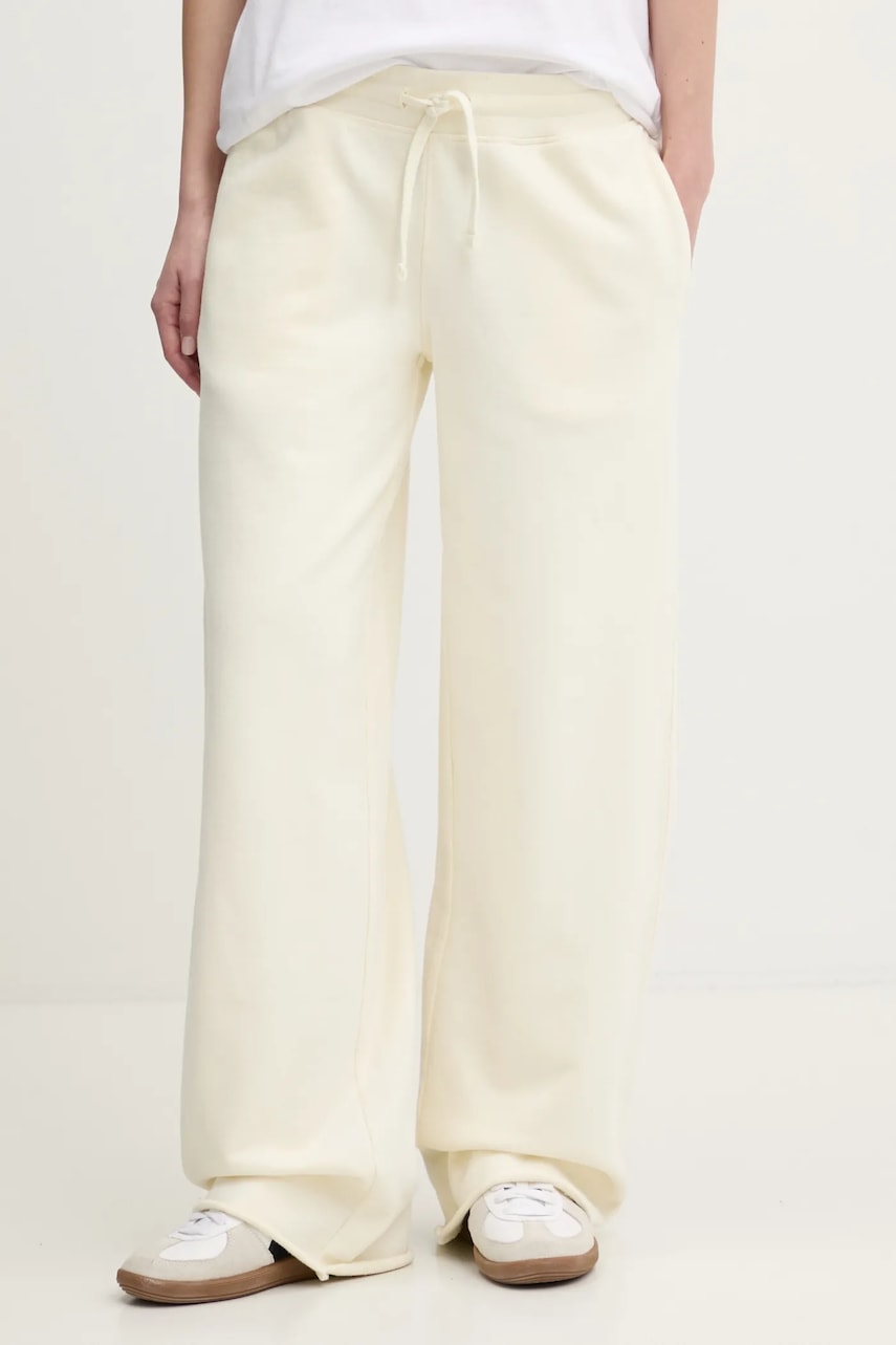 Superdry pantaloni de trening din bumbac culoarea bej, neted, W7011210A-71D