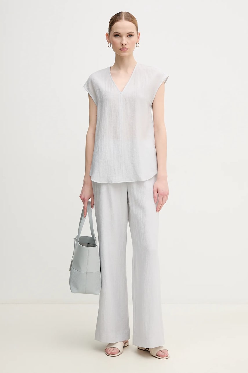 Брюки Calvin Klein женские цвет серый прямые высокая посадка K20K208173 Брюки Calvin Klein женские цвет серый прямые высокая посадка K20K208173
