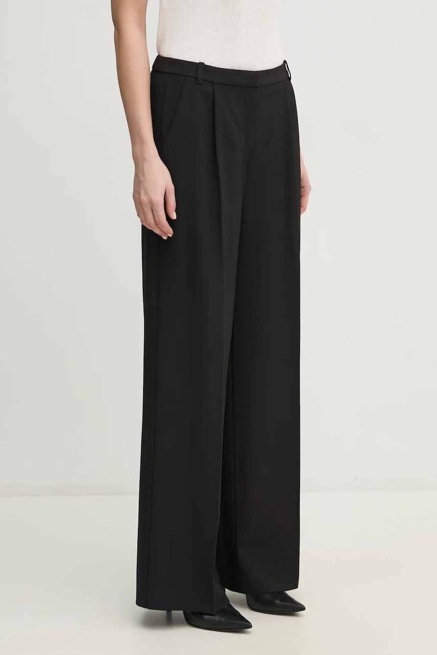 Levně Kalhoty Calvin Klein dámské, černá barva, široké, high waist, K20K208214