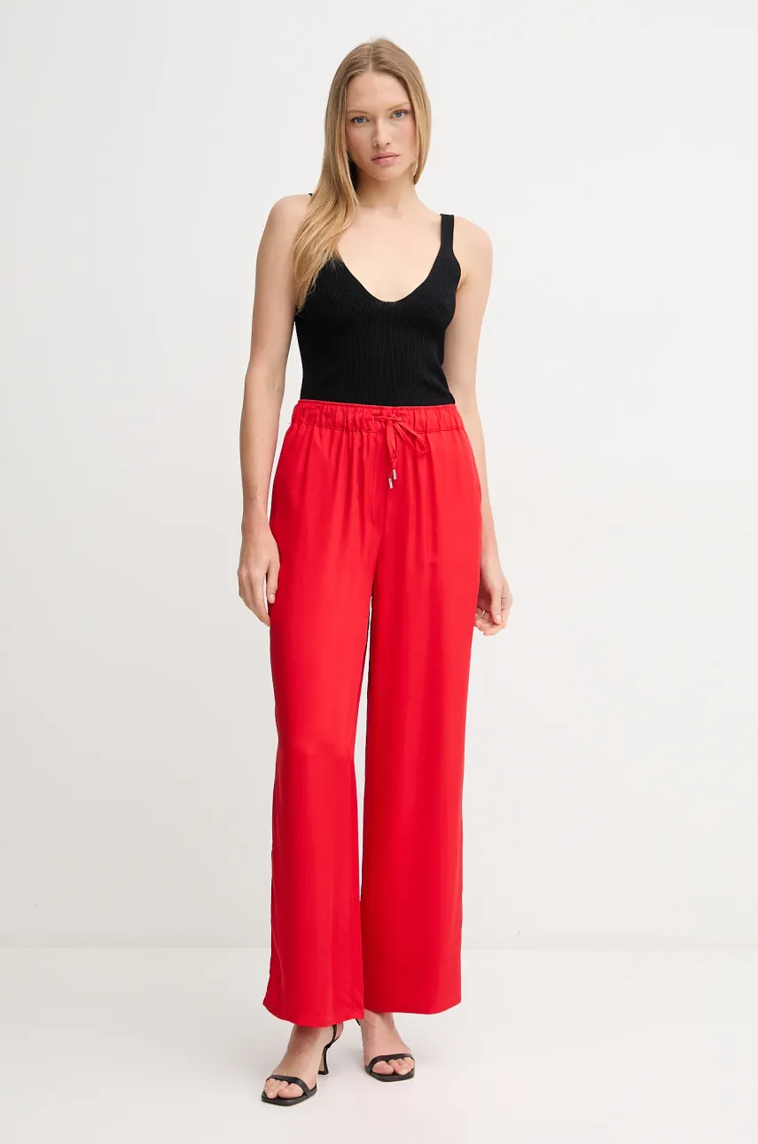 Брюки Calvin Klein женские цвет красный широкие высокая посадка LV044B932G Брюки Calvin Klein женские цвет красный широкие высокая посадка LV044B932G
