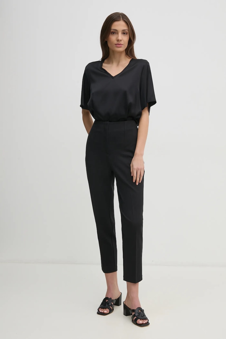 Брюки Calvin Klein женские цвет чёрный фасон сигареты высокая посадка LV044B690G Брюки Calvin Klein женские цвет чёрный фасон сигареты высокая посадка LV044B690G