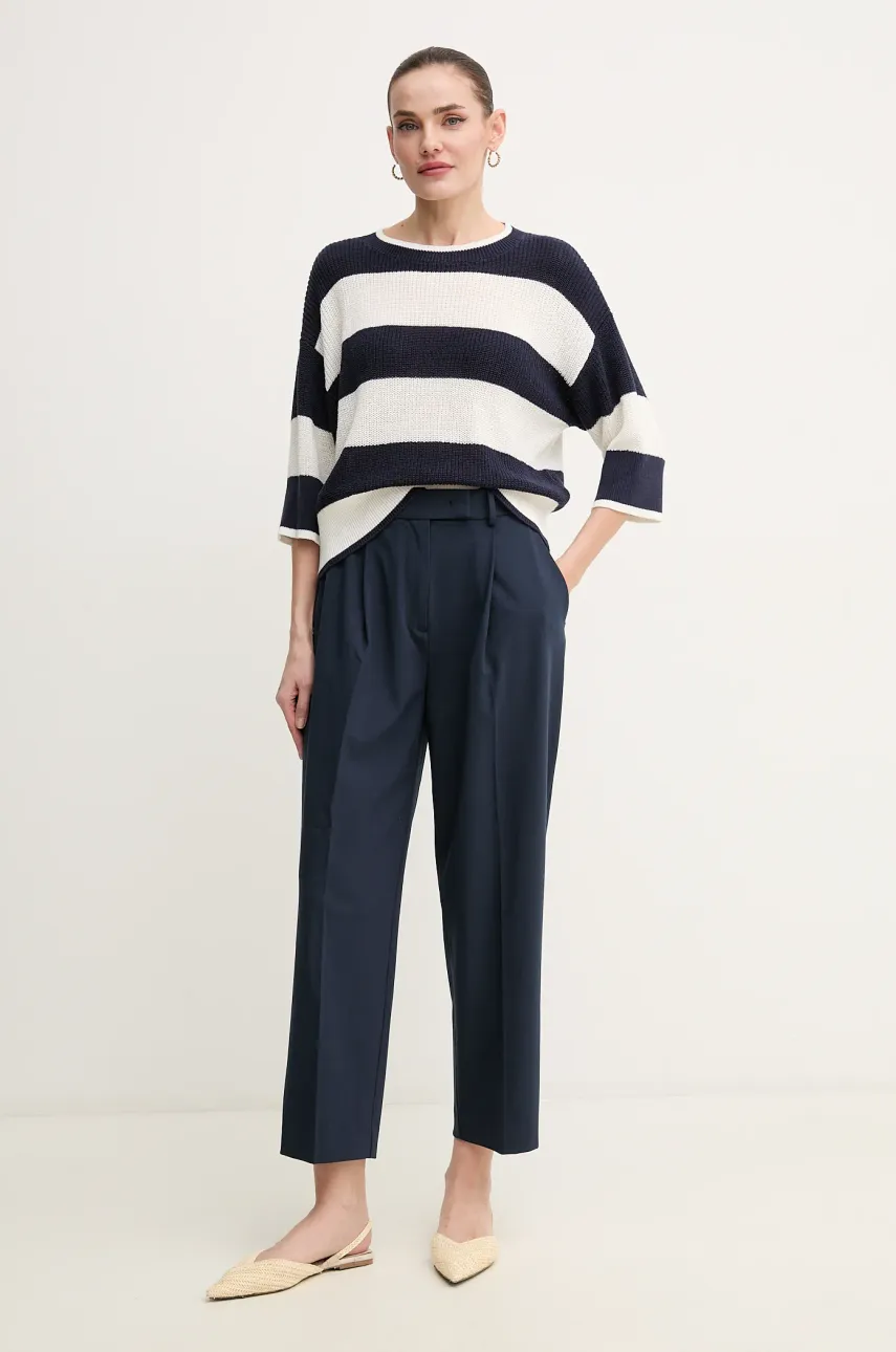 Брюки Tommy Hilfiger женские цвет синий прямые высокая посадка WW0WW44793 Брюки Tommy Hilfiger женские цвет синий прямые высокая посадка WW0WW44793