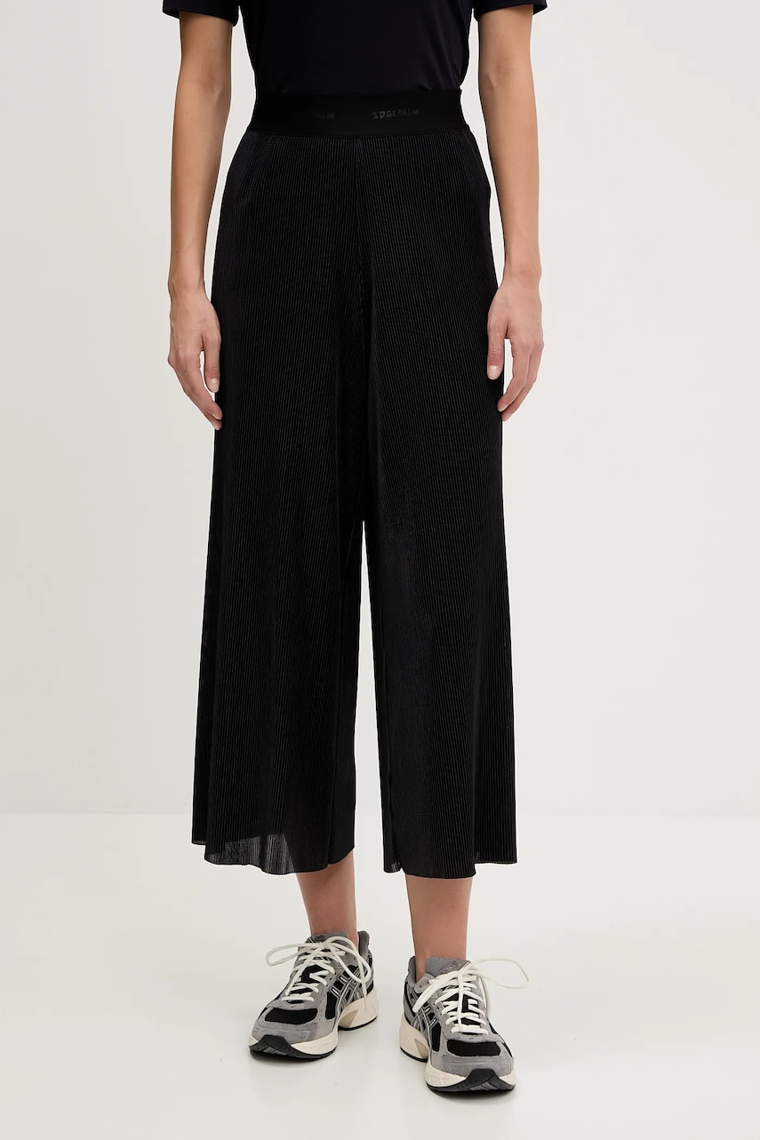Sportalm pantaloni culoarea bleumarin, drept, high waist, 650158