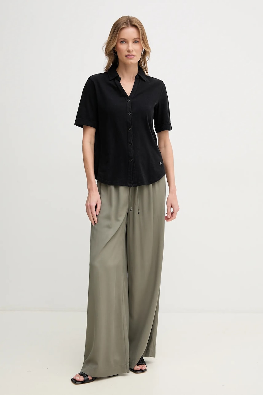 Брюки Calvin Klein женские цвет зелёный широкие высокая посадка KW0KW02823 Брюки Calvin Klein женские цвет зелёный широкие высокая посадка KW0KW02823