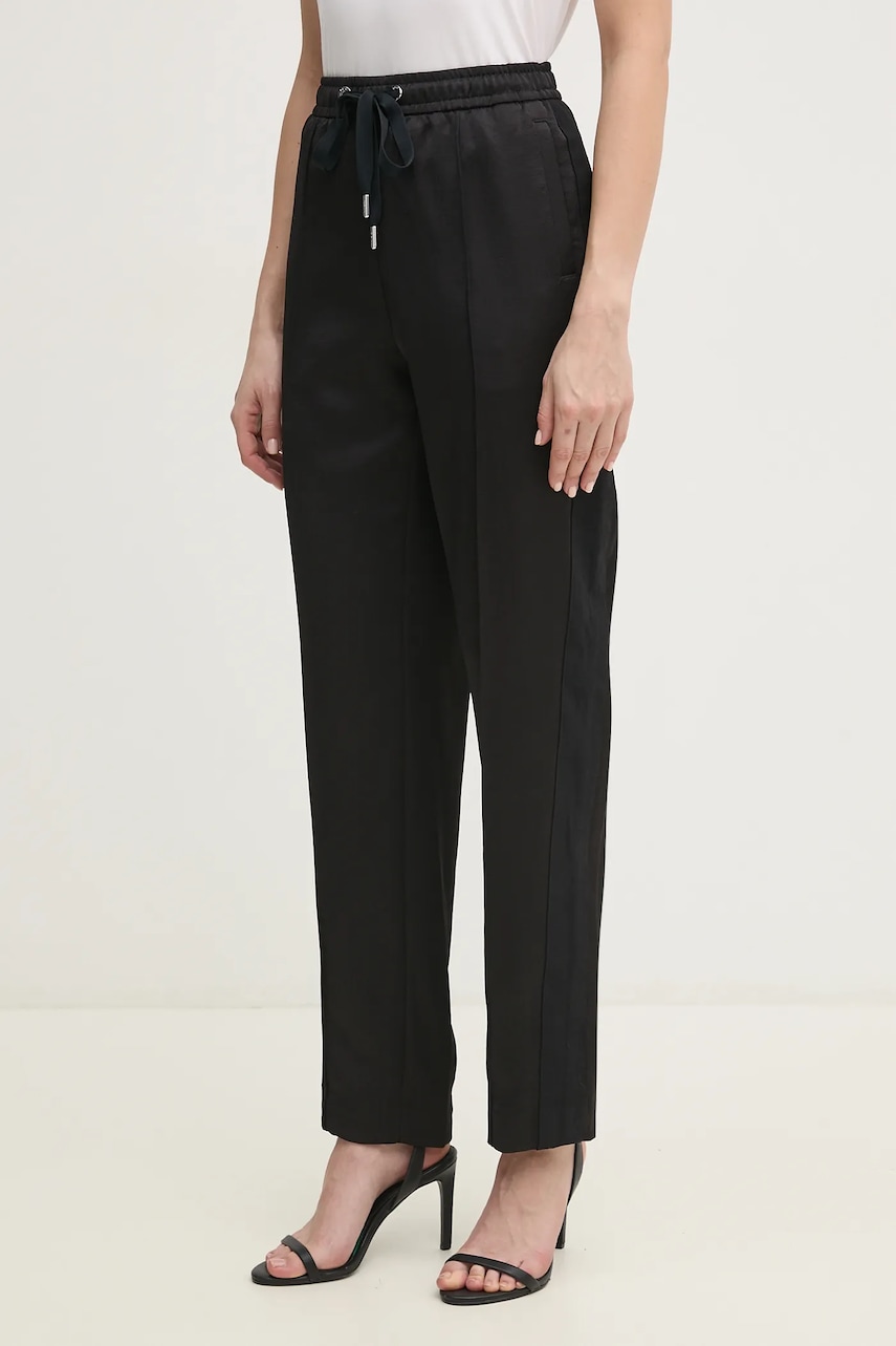 Dkny pantaloni femei, culoarea negru, drept, high waist, P5AK7A36