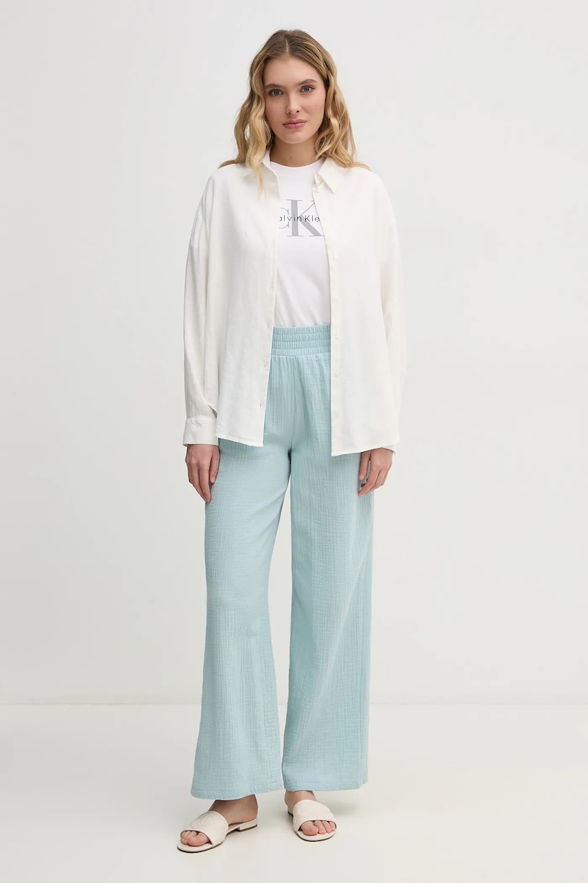 Хлопковые брюки Dkny женские широкие высокая посадка DJ4P3004 Хлопковые брюки Dkny женские широкие высокая посадка DJ4P3004