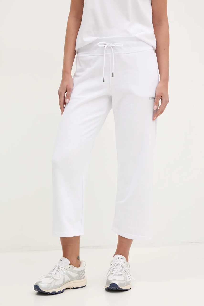 Dkny pantaloni de trening femei, culoarea alb, neted, DP5P3624 Dkny pantaloni de trening femei, culoarea alb, neted, DP5P3624