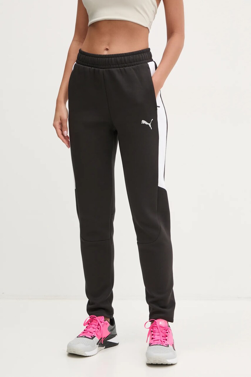 Puma pantaloni de antrenament teamEvostripe culoarea negru, cu imprimeu, 659956