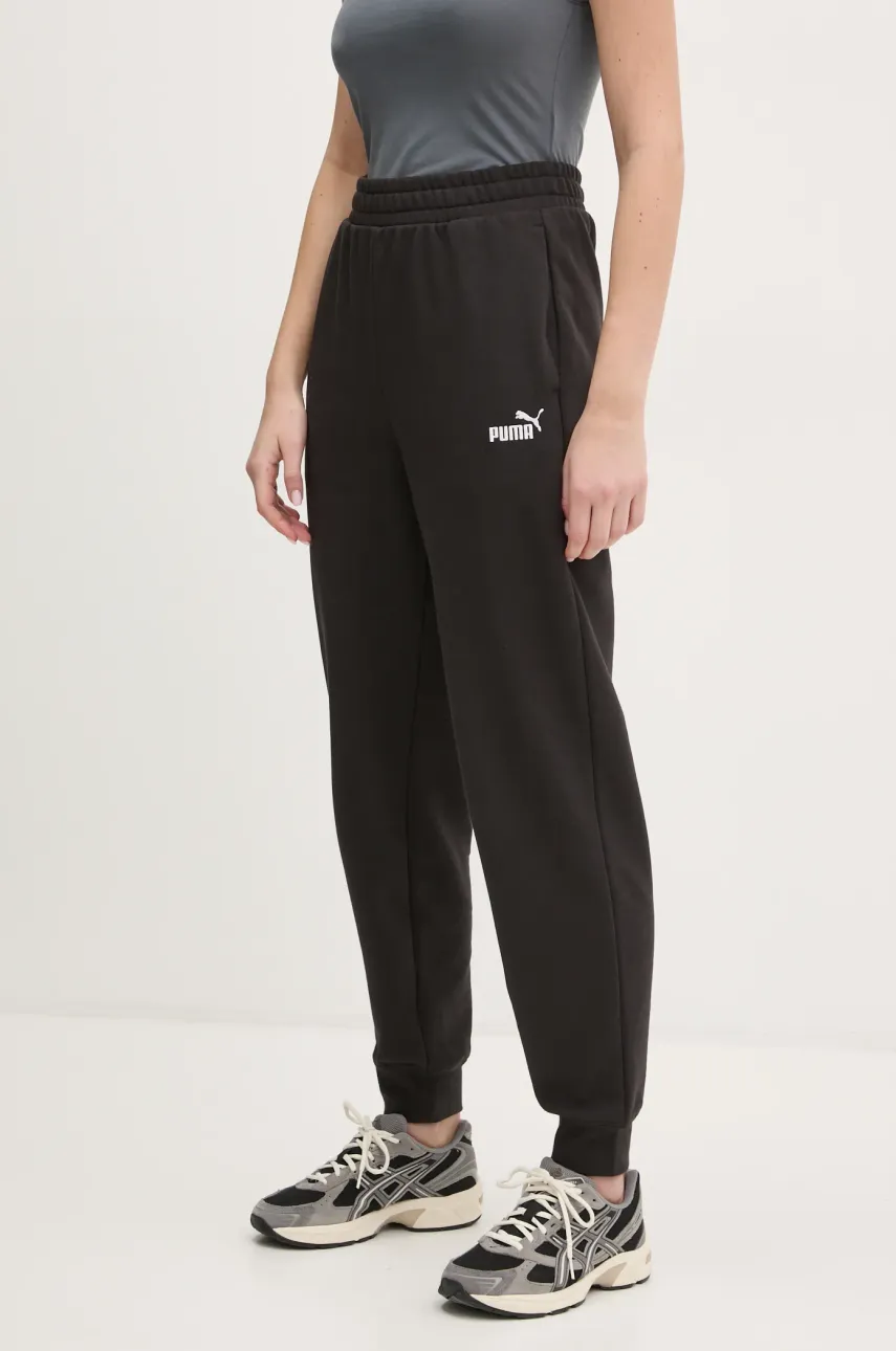 Puma pantaloni de trening femei, culoarea negru, neted, 682458