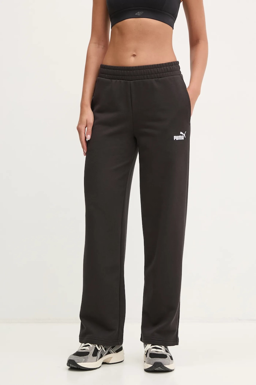 Puma pantaloni de trening femei, culoarea negru, neted, 684979 Puma pantaloni de trening femei, culoarea negru, neted, 684979