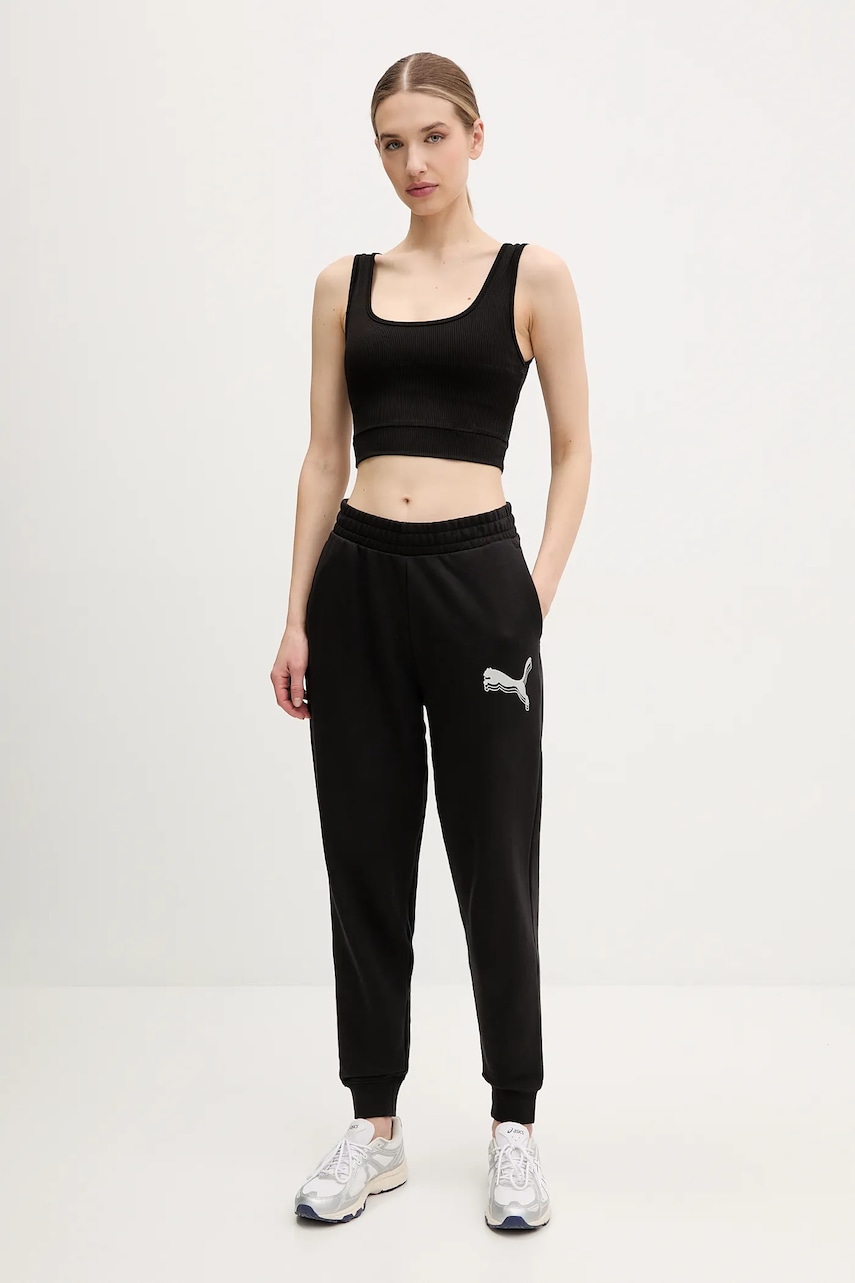 Спортивные штаны Puma цвет чёрный с принтом 684999 Спортивные штаны Puma цвет чёрный с принтом 684999
