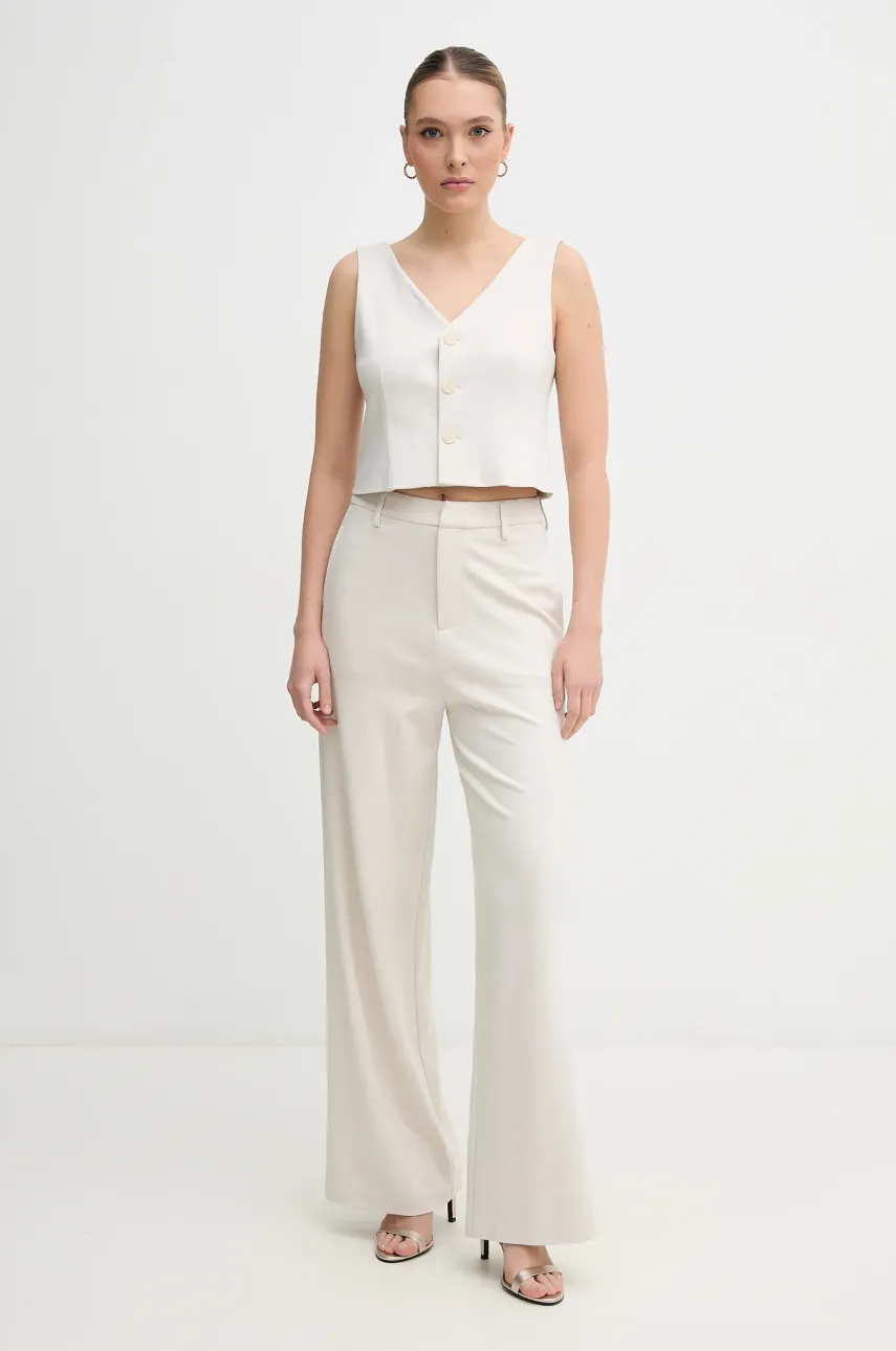 Брюки Calvin Klein Jeans женские цвет бежевый широкие высокая посадка J20J225334 Брюки Calvin Klein Jeans женские цвет бежевый широкие высокая посадка J20J225334