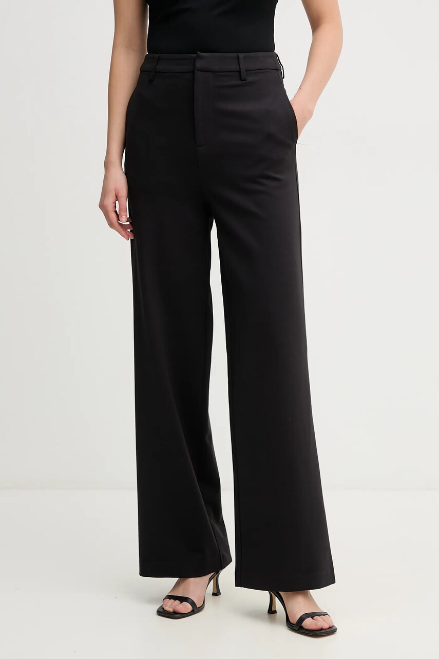 Levně Kalhoty Calvin Klein Jeans dámské, černá barva, široké, high waist, J20J225334
