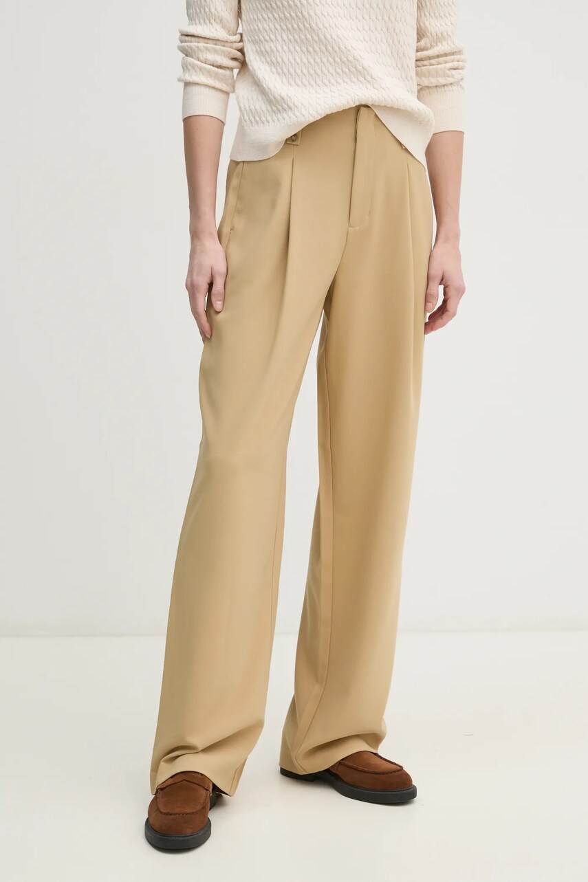 Levně Kalhoty Calvin Klein Jeans dámské, zelená barva, střih chinos, high waist, J20J225343