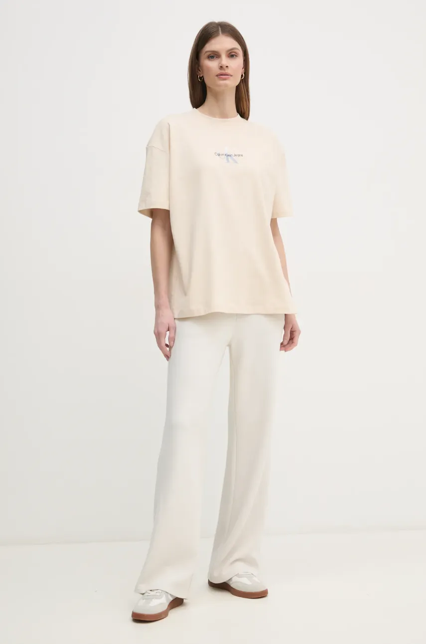 Брюки Calvin Klein Jeans женские цвет бежевый однотонные J20J225537 Брюки Calvin Klein Jeans женские цвет бежевый однотонные J20J225537