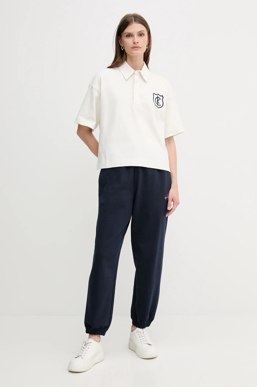 Спортивные штаны Calvin Klein Jeans цвет белый однотонные LV047B235G