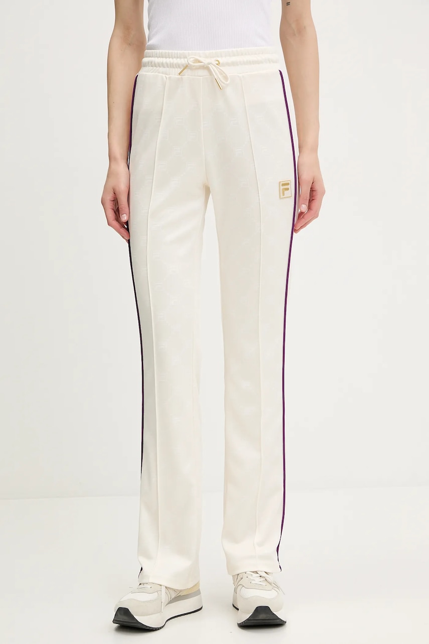 Fila pantaloni de trening Lamim culoarea bej, cu imprimeu, FAW1000