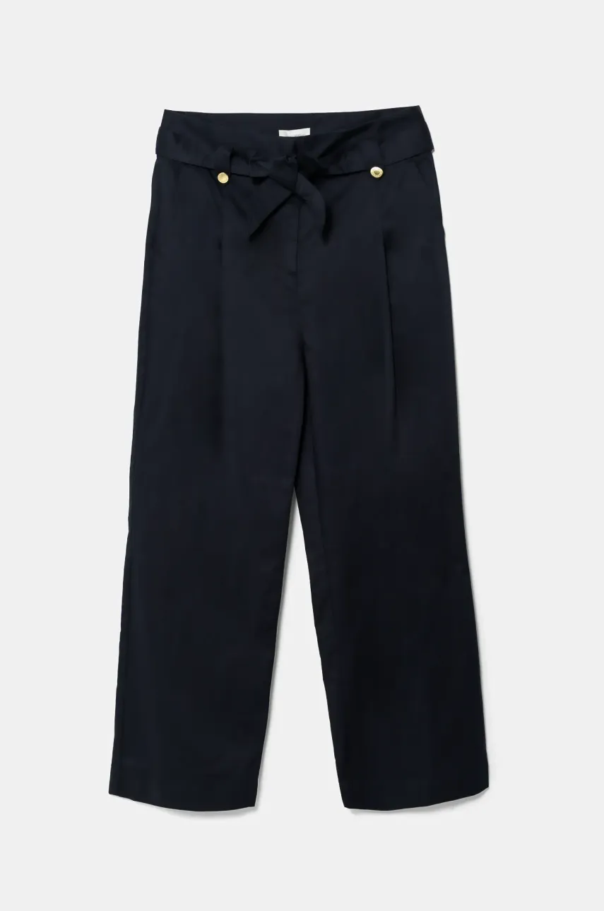 Bavlněné kalhoty Barbour Elsie dámské, tmavomodrá barva, široké, high waist, LTR0385NY99