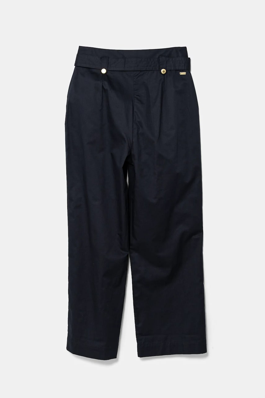 Хлопковые брюки Barbour Elsie женские цвет синий широкие высокая посадка LTR0385NY99 Хлопковые брюки Barbour Elsie женские цвет синий широкие высокая посадка LTR0385NY99