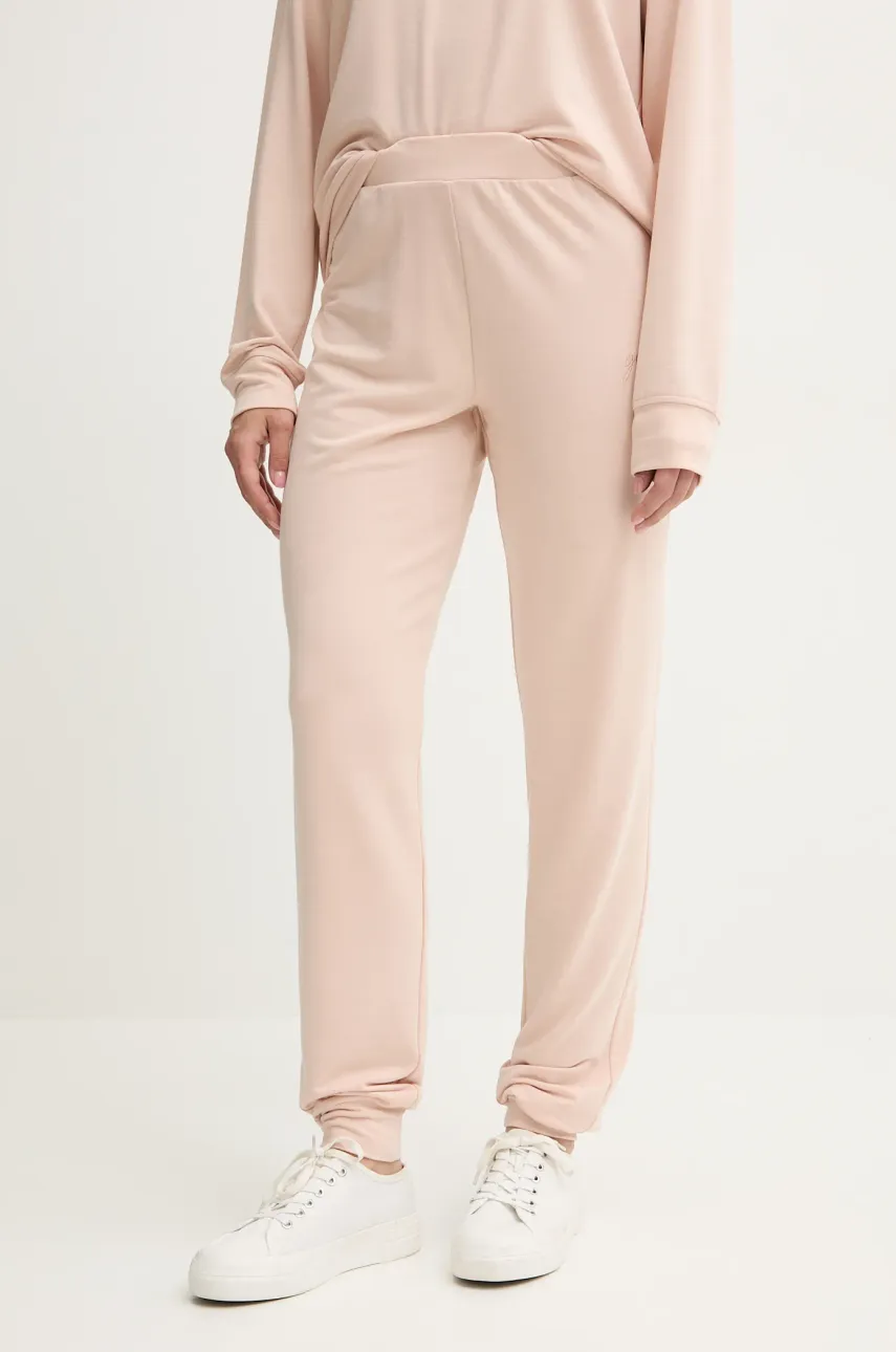 Levně Tepláky Guess LUCIA dámské, béžová barva, hladké, O5GB05 KCQP2