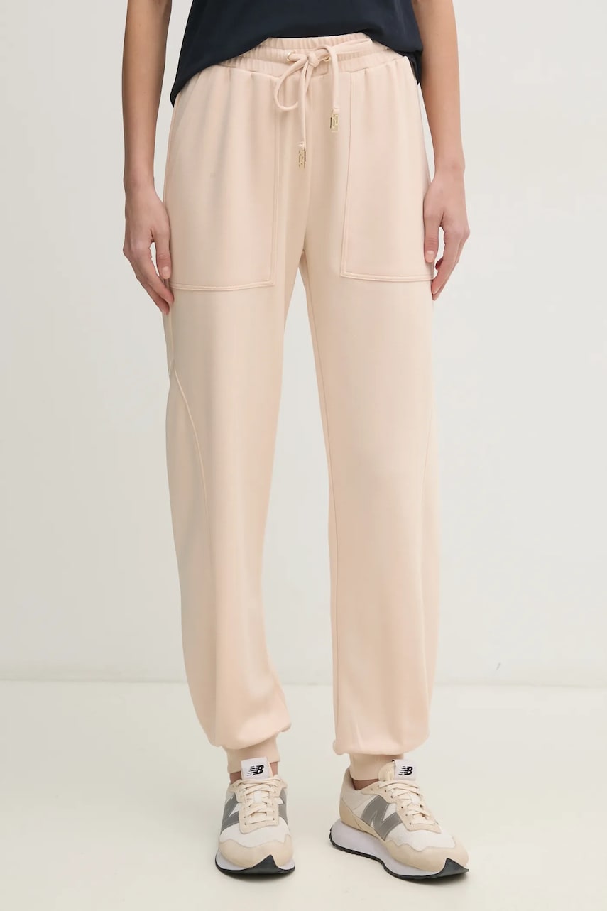 Gaudi pantaloni de trening femei, culoarea bej, neted, 511BD24006