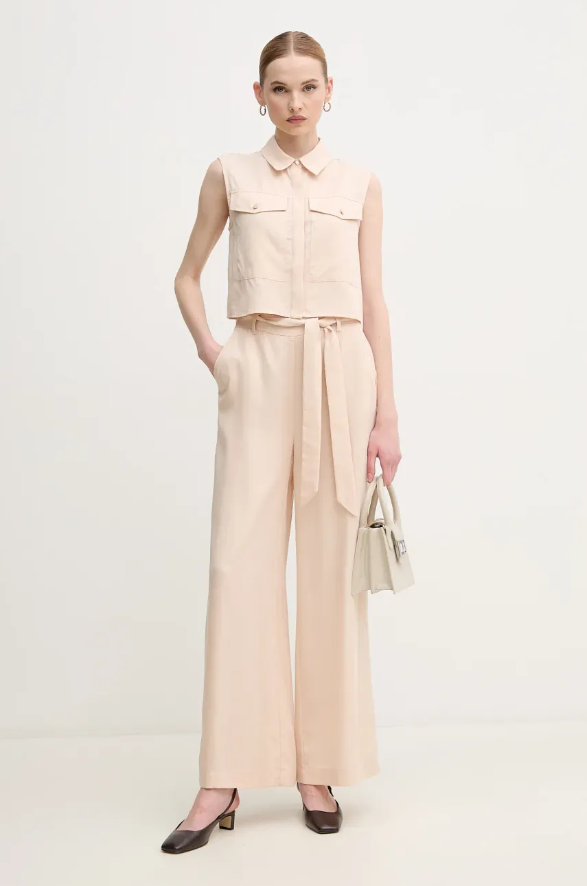 Брюки Gaudi женские цвет бежевый широкие высокая посадка 511BD25011 Брюки Gaudi женские цвет бежевый широкие высокая посадка 511BD25011