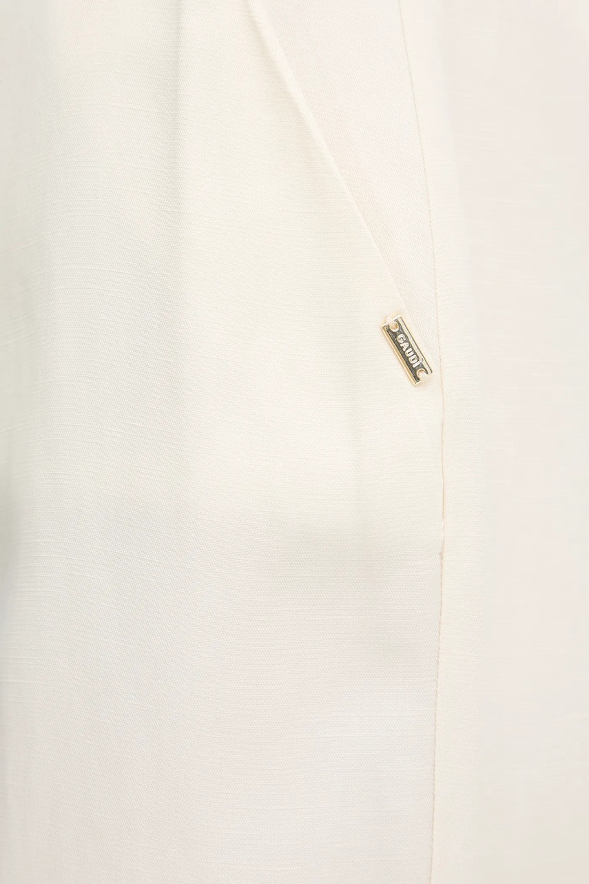 Παντελόνι με λινό μείγμα Gaudi χρώμα: μπεζ, 511FD25006 φωτογραφία