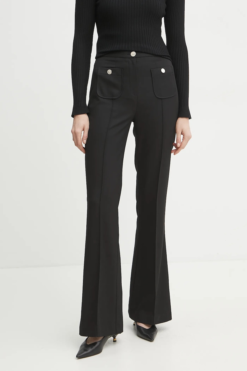 Morgan pantaloni PFLAC.F femei, culoarea negru, evazati, high waist, PFLAC.F