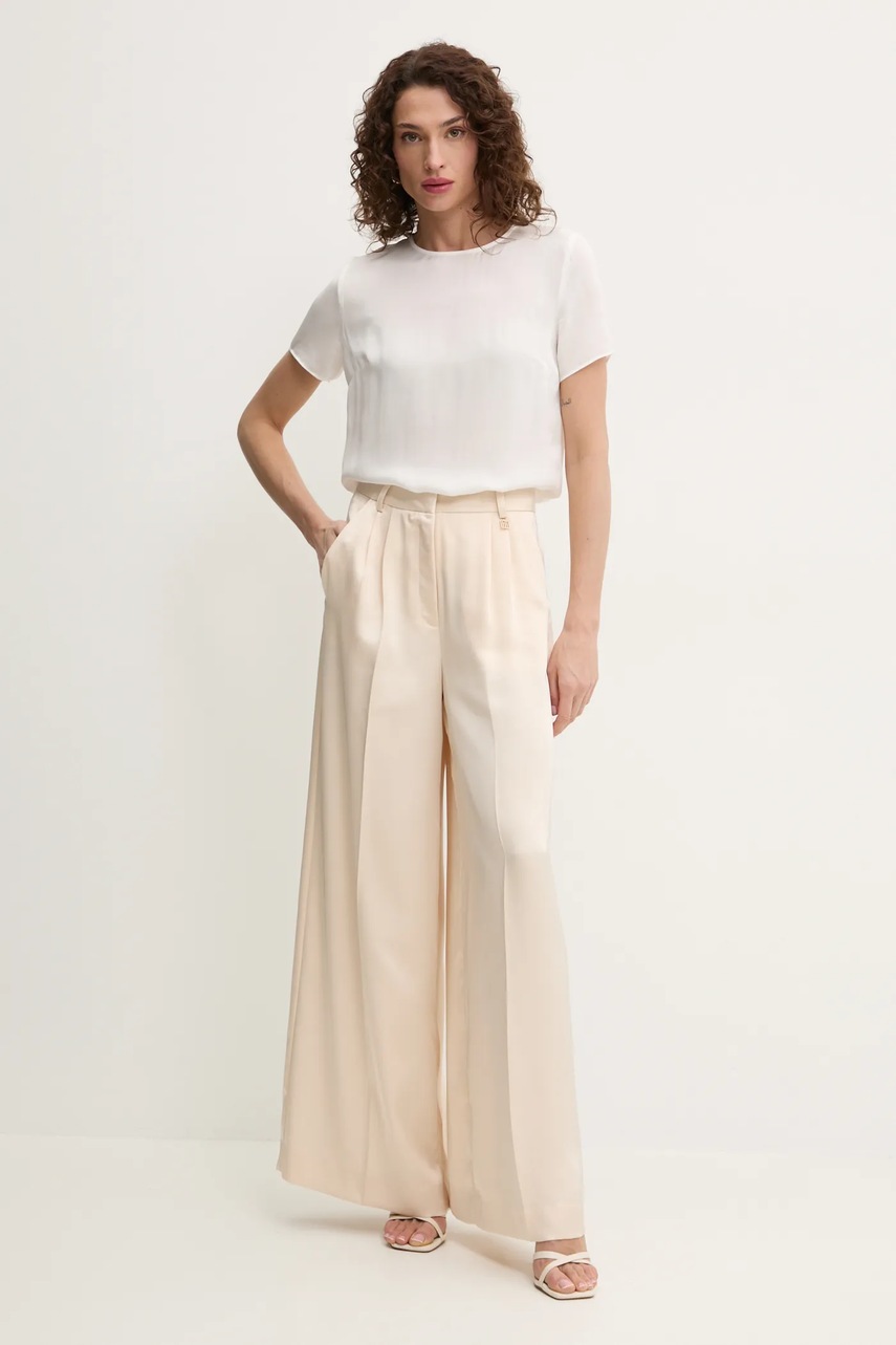 Брюки Fracomina женские цвет бежевый широкие высокая посадка FR25SV3002W41101 Брюки Fracomina женские цвет бежевый широкие высокая посадка FR25SV3002W41101