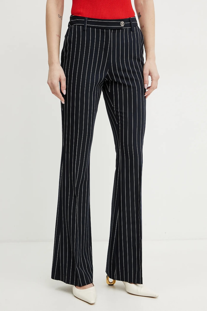 Fracomina pantaloni femei, culoarea albastru marin, evazati, high waist, FR25SVA004W761D4 Fracomina pantaloni femei, culoarea albastru marin, evazati, high waist, FR25SVA004W761D4