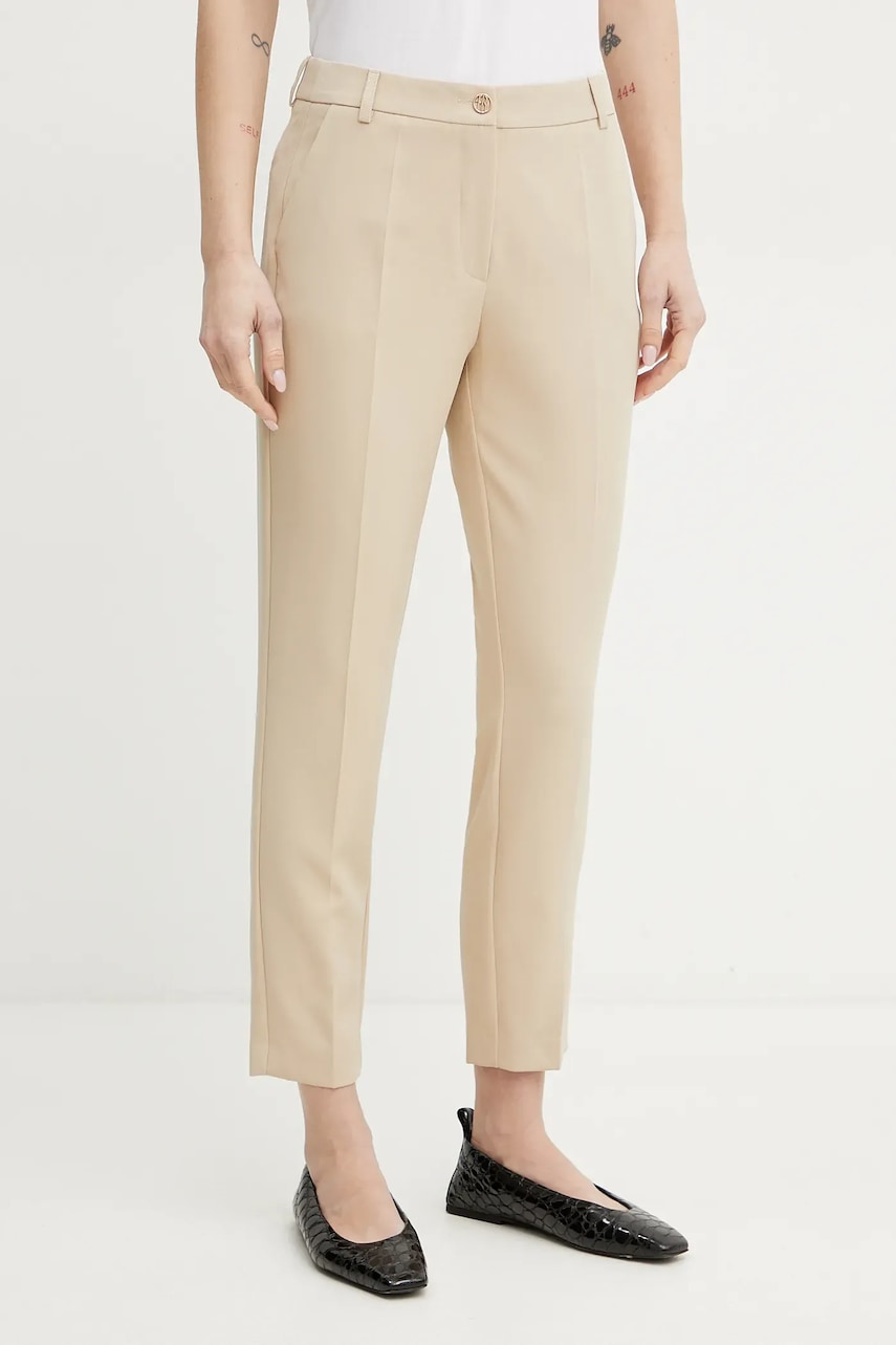 Fracomina pantaloni culoarea bej, mulata, medium waist, FR25SV4002W42901