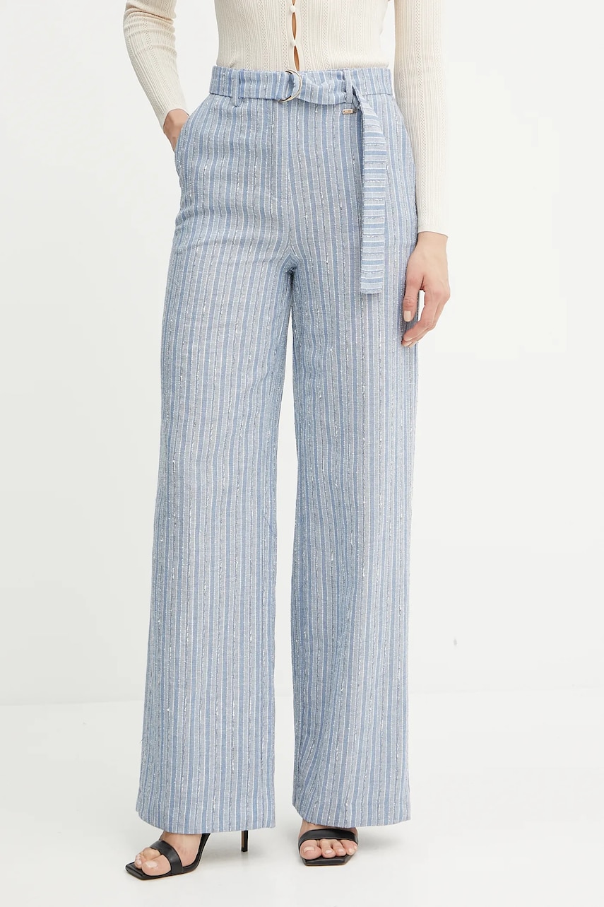 Fracomina pantaloni din amestec de in lat, high waist, FS25SV3008W402Q6