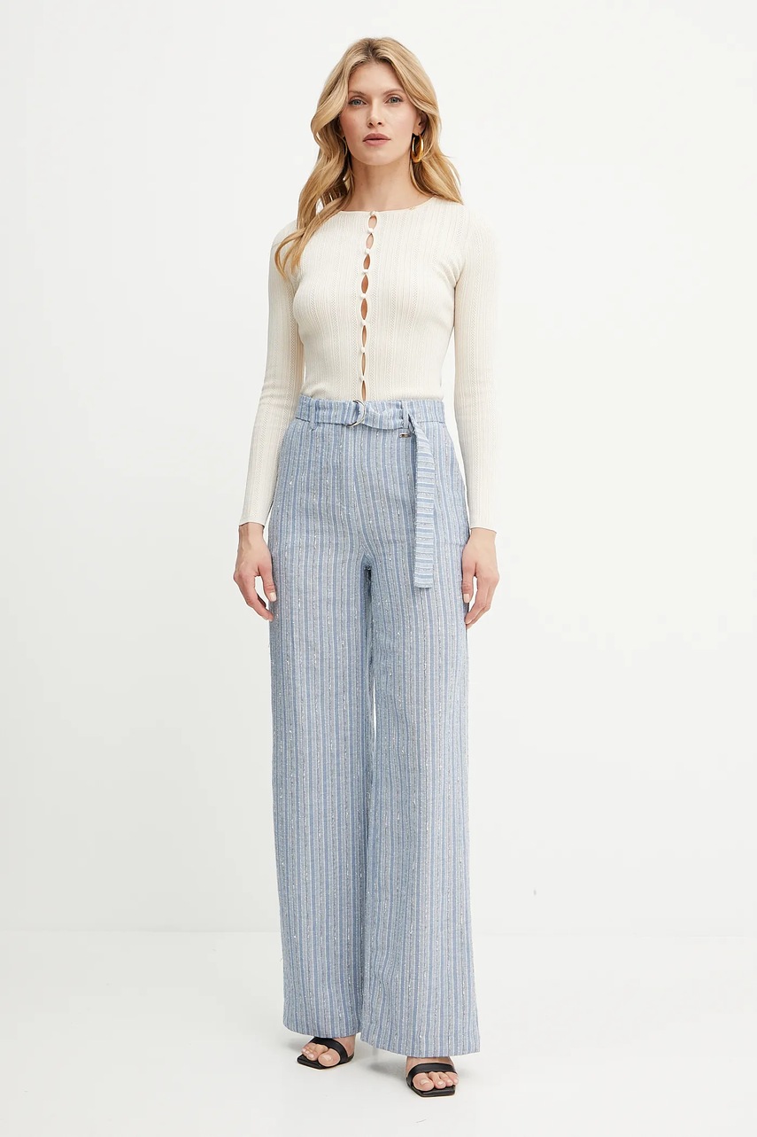 Брюки с примесью льна Fracomina широкие высокая посадка FS25SV3008W402Q6