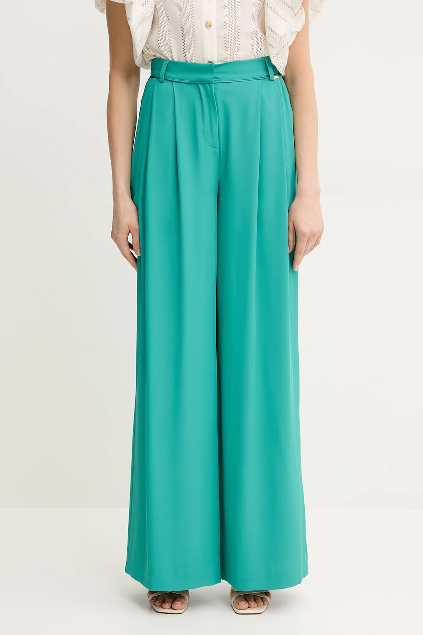 Fracomina pantaloni culoarea turcoaz, lat, high waist, FS25SV3012W47601
