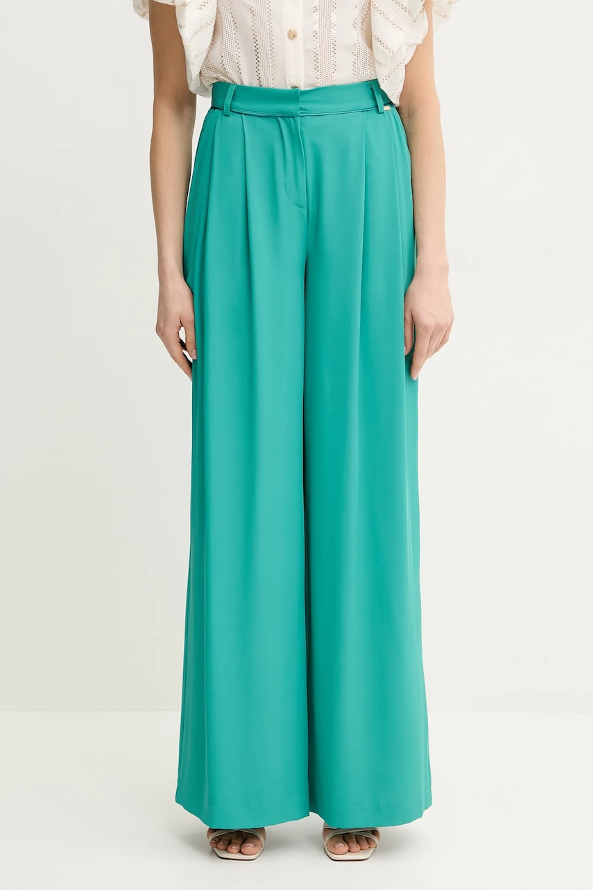 Fracomina pantaloni culoarea turcoaz, lat, high waist, FS25SV3012W47601