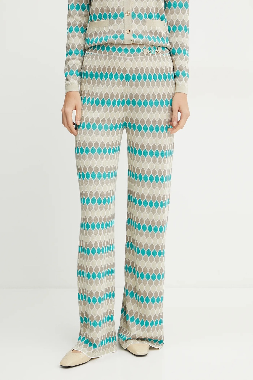 Fracomina pantaloni femei, culoarea bej, evazati, high waist, FS25SV3011K414F8 Fracomina pantaloni femei, culoarea bej, evazati, high waist, FS25SV3011K414F8