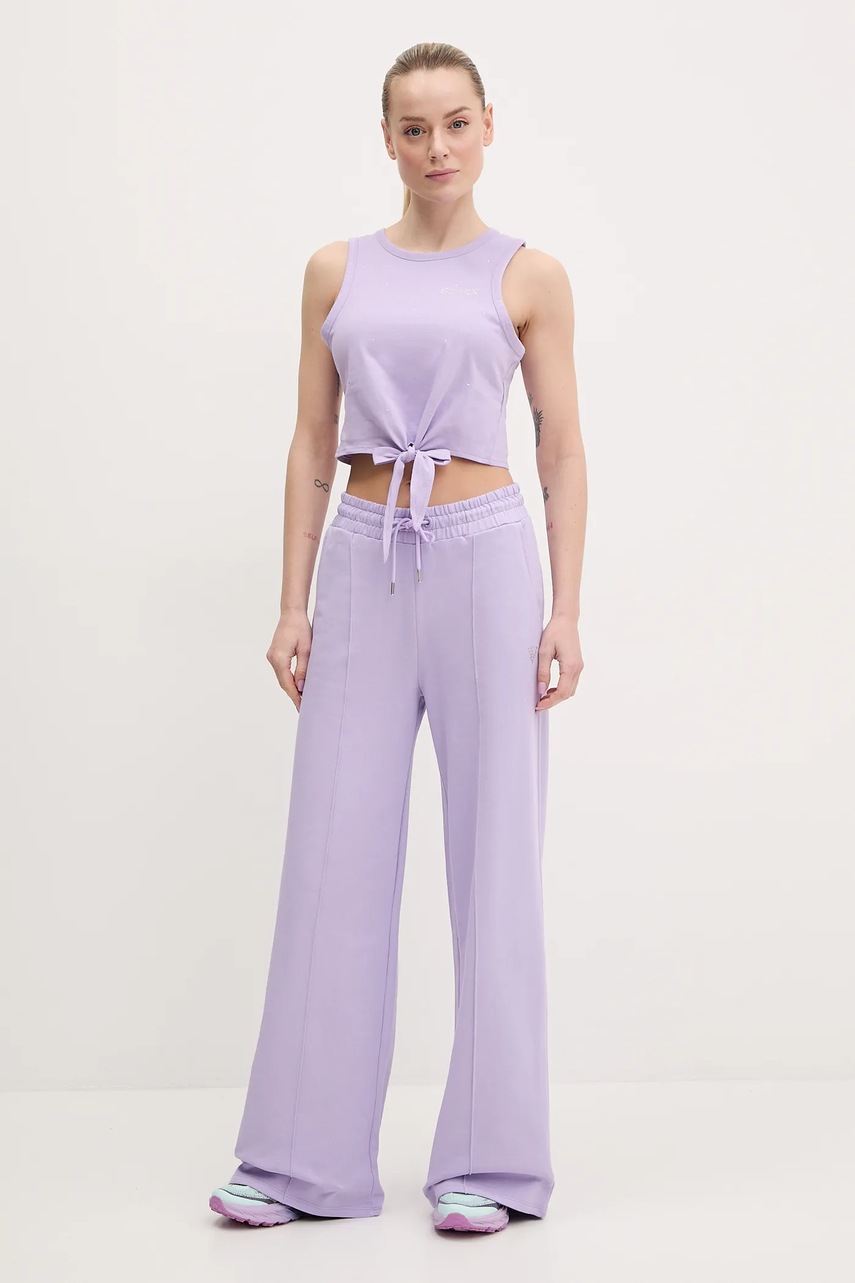 Хлопковые спортивные штаны Guess PRIMULA женские цвет фиолетовый однотонные V5GB07 KCRP0 Хлопковые спортивные штаны Guess PRIMULA женские цвет фиолетовый однотонные V5GB07 KCRP0