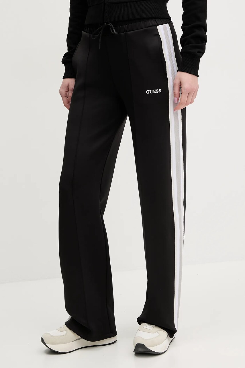 Levně Tepláky Guess YARROW dámské, černá barva, s potiskem, V5GB12 KCRU2