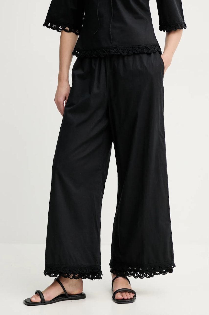 By Malene Birger pantaloni de bumbac LUISA femei, culoarea negru, drept, high waist, 103281 By Malene Birger pantaloni de bumbac LUISA femei, culoarea negru, drept, high waist, 103281