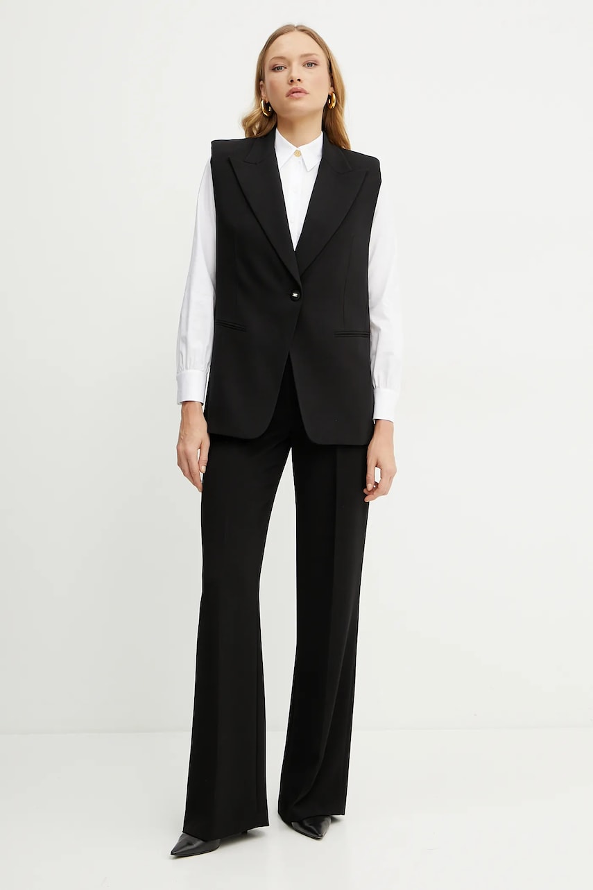 Брюки Elisabetta Franchi женские цвет чёрный прямые высокая посадка PA09552E2 Брюки Elisabetta Franchi женские цвет чёрный прямые высокая посадка PA09552E2