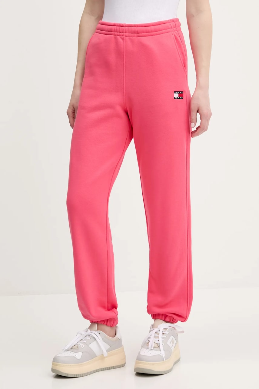 Tommy Jeans pantaloni de trening din bumbac pentru copii culoarea roz, uni, DW0DW20679 Tommy Jeans pantaloni de trening din bumbac pentru copii culoarea roz, uni, DW0DW20679